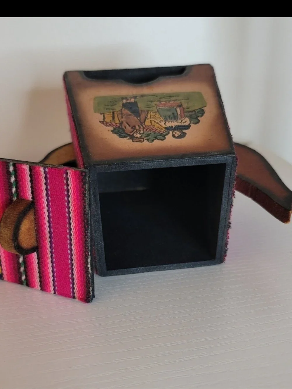 Vintage Ecuador Wood Teapot Tea Bag Ring Holder Cottagecore Latin Americana